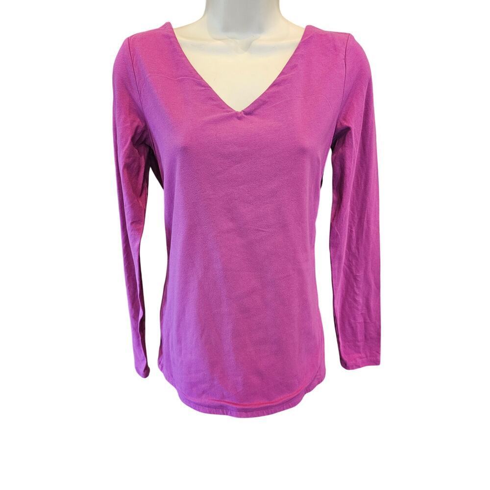 Boden sz 8 US cotton stretch v neck layering basic long sleeve top tee purple